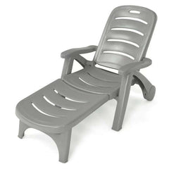 5 Position Adjustable Folding Lounger Chaise Chair with Wheels