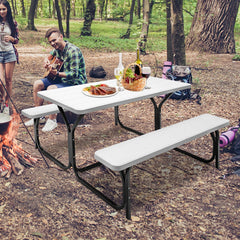 HDPE Outdoor Picnic Table Bench Set with Metal Base