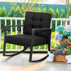 Patio Rattan Rocker Outdoor Glider Rocking Chair Cushion Lawn