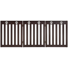 24 Inch Folding Wooden Freestanding Dog Gate with 360° Flexible Hinge for Pet