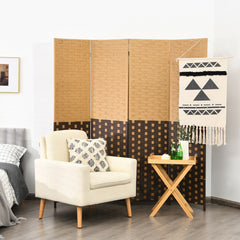 4 Panel Portable Folding Hand-Woven Wall Divider Suitable for Home Office