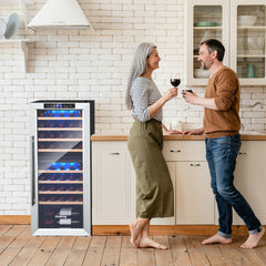43 Bottle Wine Cooler Refrigerator Dual Zone Temperature Control with 8 Shelves
