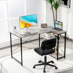 48 Inch Reversible L Shaped Computer Desk with Adjustable Shelf