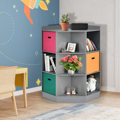 3-Tier Kids Storage Shelf Children Corner Cabinet with 3 Baskets