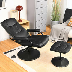 360 Degree Swivel PU Leather Recliner Chair with Ottoman and Adjustable Backrest