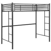 Twin Loft Bed Frame with 2 Ladders Full-length Guardrail
