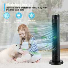 40 Inch Tower Fan with Remote 75? Oscillating Fan with 3 Wind Modes and 4 Wind Speeds