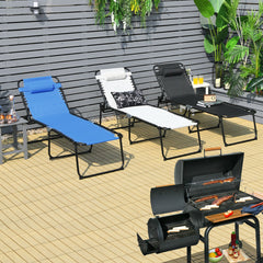Patio Foldable Recline Lounge Chair with Adjustable Backrest and Footrest