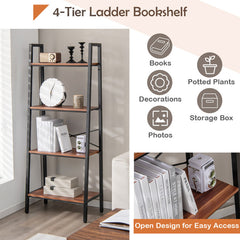 4-Tier Freestanding Bookshelf with Metal Frame and Anti-toppling Device