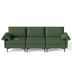 Large 3-Seat Sofa Sectional with Metal Legs and 2 USB Ports for 3-4 people