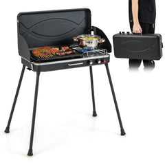 2-in-1 Gas Camping Grill and Stove with 4 Detachable Legs