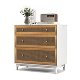 3-Drawer Rattan Dresser Chest with Anti-toppling Device