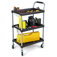 3 Layer Tool Cart with PP Shelves Sponged Handle and Swivel Wheel