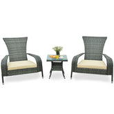 3-Piece Wicker Adirondack Set with Comfy Seat Cushions