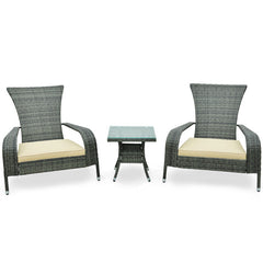 3-Piece Wicker Adirondack Set with Comfy Seat Cushions