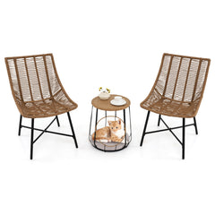 3 Piece Outdoor Furniture Set with Pet Housefor Patio Yard