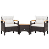 3 Pieces Patio Rattan Furniture Set with Removable Cushions