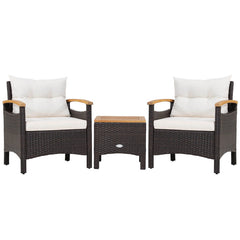 3 Pieces Patio Rattan Furniture Set with Removable Cushions
