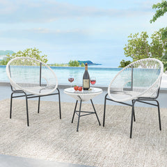 3 Pieces Patio Acapulco Furniture Bistro Set with Glass Table
