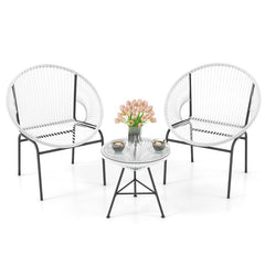 3 Pieces Patio Acapulco Furniture Bistro Set with Glass Table