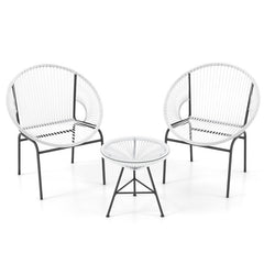 3 Pieces Patio Acapulco Furniture Bistro Set with Glass Table