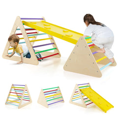 3 Piece Toddler Triangle Set Montessori with 2 Climbing Triangles and 1 Ramp