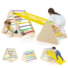 3 Piece Toddler Triangle Set Montessori with 2 Climbing Triangles and 1 Ramp