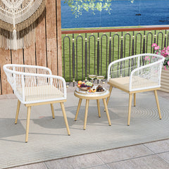 3 Pieces Outdoor Bistro PE Wicker Conversation Furniture Set