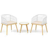 3 Pieces Outdoor Bistro PE Wicker Conversation Furniture Set