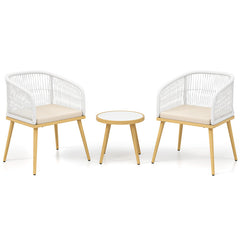 3 Pieces Outdoor Bistro PE Wicker Conversation Furniture Set