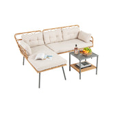 3 Pieces Corner Patio Furniture with Small Coffee Table