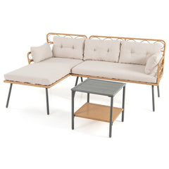 3 Pieces Corner Patio Furniture with Small Coffee Table