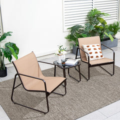 3 Pieces Patio Conversation Set with Breathable Fabric and Tabletop