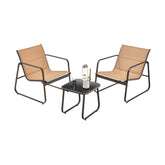 3 Pieces Patio Conversation Set with Breathable Fabric and Tabletop