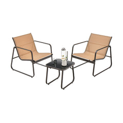 3 Pieces Patio Conversation Set with Breathable Fabric and Tabletop