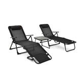 3 Pieces Patio Folding Chaise Lounge Set with PVC Tabletop