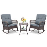 3 Pieces Rocking Bistro Set with 2-Tier Coffee Table