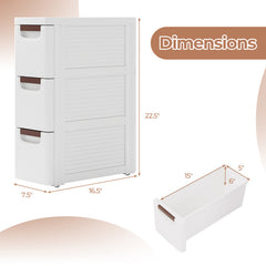 3/4/5/6-Drawer Rolling Organizer Unit Narrow Storage Cabinet with Built-In Wheels for Small Space