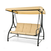 3 Seat Outdoor Porch Swing with Adjustable Canopy
