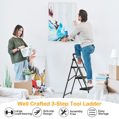 2-Step/3-Step Ladder with Wide Anti-Slip Pedal