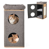 3-Story Cat House for Indoor Cats with Scratching Board