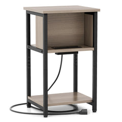3-Tier End Table with USB Ports & Power Outlets