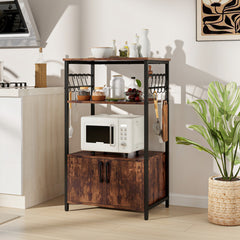 3-Tier Kitchen Baker's Rack with Cabinet and 2 Open Shelves