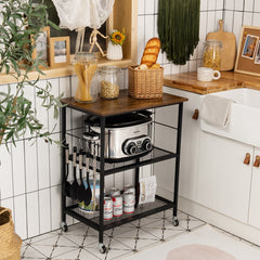 3-Tier Kitchen Utility Industrial Cart with Storage