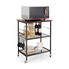 3-Tier Kitchen Utility Industrial Cart with Storage