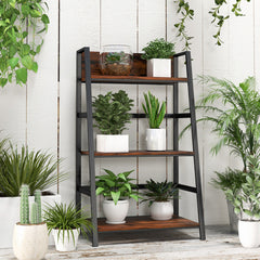 3-Tier Ladder Industrial Bookshelf with Metal Frame Display Shelf