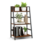 3-Tier Ladder Industrial Bookshelf with Metal Frame Display Shelf