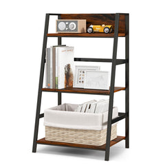 3-Tier Ladder Industrial Bookshelf with Metal Frame Display Shelf