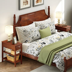 3-Tier Narrow End Table with Drawer and Storage Shelves Set of 2