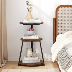 3-Tier Accent Round Side Table with Metal Frame